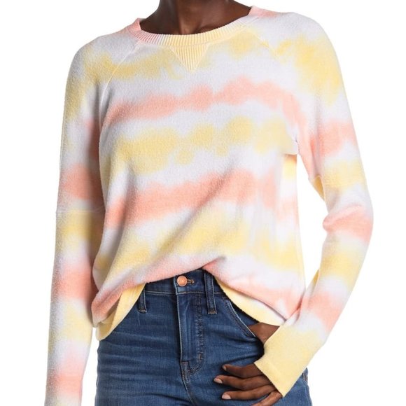 Theo & Spence Nordstrom Plush Soft Pullover Top Creamsicle Stripe Size XL NEW - Picture 1 of 9